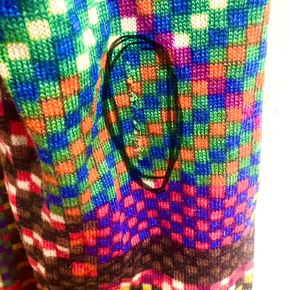 Vintage 1970s Goldworm Wool Rainbow Pixel Mod Midi Dress Art Eclectic Unique Sm - Picture 7 of 9